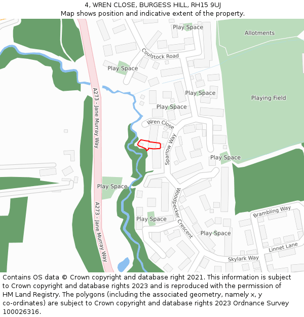 4, WREN CLOSE, BURGESS HILL, RH15 9UJ: Location map and indicative extent of plot