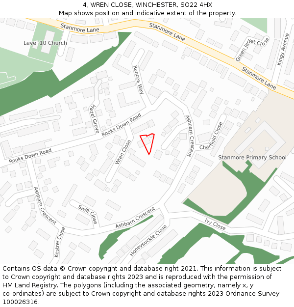 4, WREN CLOSE, WINCHESTER, SO22 4HX: Location map and indicative extent of plot