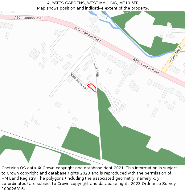4, YATES GARDENS, WEST MALLING, ME19 5FP: Location map and indicative extent of plot