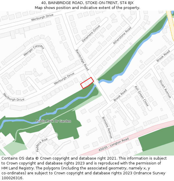 40, BAINBRIDGE ROAD, STOKE-ON-TRENT, ST4 8JX: Location map and indicative extent of plot