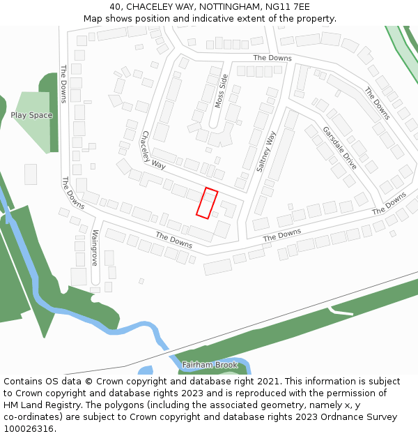 40, CHACELEY WAY, NOTTINGHAM, NG11 7EE: Location map and indicative extent of plot