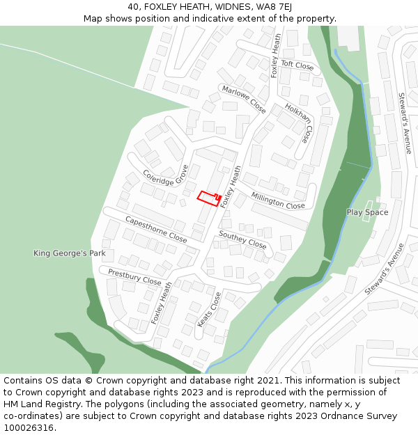 40, FOXLEY HEATH, WIDNES, WA8 7EJ: Location map and indicative extent of plot