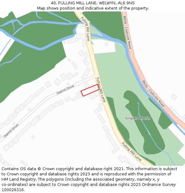 40, FULLING MILL LANE, WELWYN, AL6 9NS: Location map and indicative extent of plot