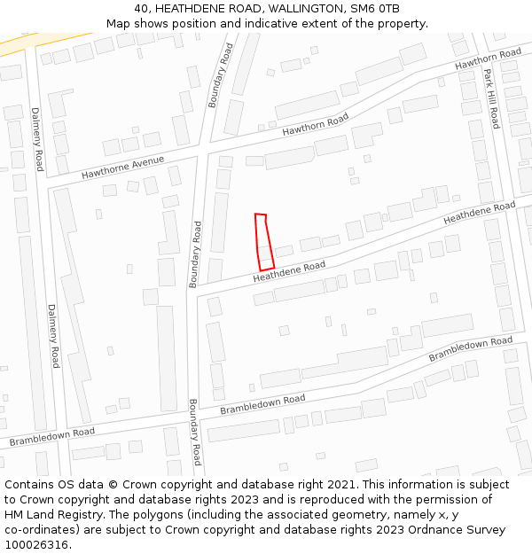 40, HEATHDENE ROAD, WALLINGTON, SM6 0TB: Location map and indicative extent of plot