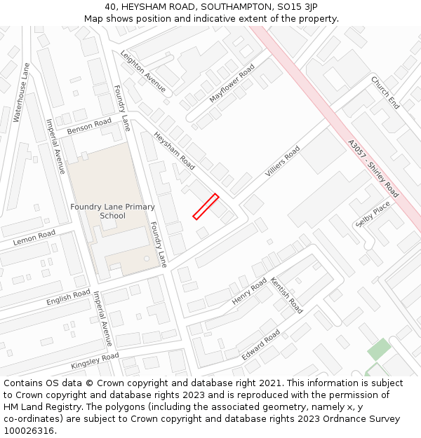 40, HEYSHAM ROAD, SOUTHAMPTON, SO15 3JP: Location map and indicative extent of plot