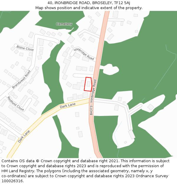40, IRONBRIDGE ROAD, BROSELEY, TF12 5AJ: Location map and indicative extent of plot