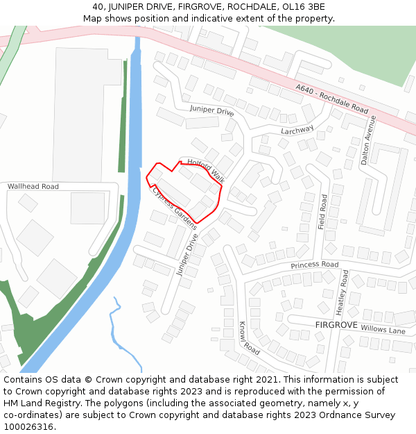 40, JUNIPER DRIVE, FIRGROVE, ROCHDALE, OL16 3BE: Location map and indicative extent of plot