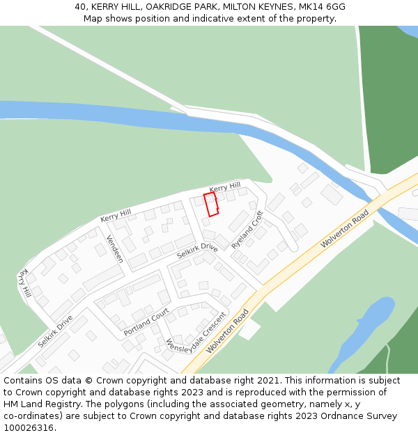 40, KERRY HILL, OAKRIDGE PARK, MILTON KEYNES, MK14 6GG: Location map and indicative extent of plot