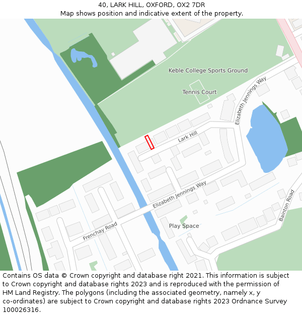 40, LARK HILL, OXFORD, OX2 7DR: Location map and indicative extent of plot