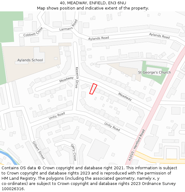 40, MEADWAY, ENFIELD, EN3 6NU: Location map and indicative extent of plot