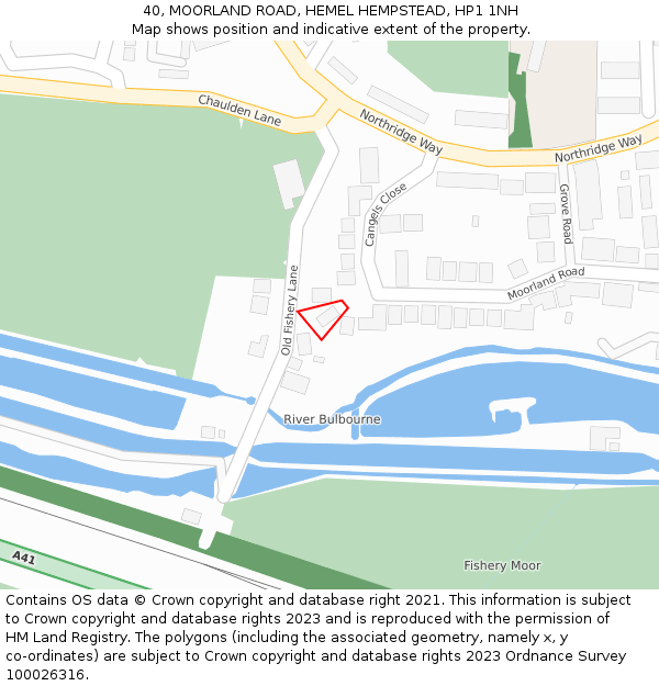 40, MOORLAND ROAD, HEMEL HEMPSTEAD, HP1 1NH: Location map and indicative extent of plot