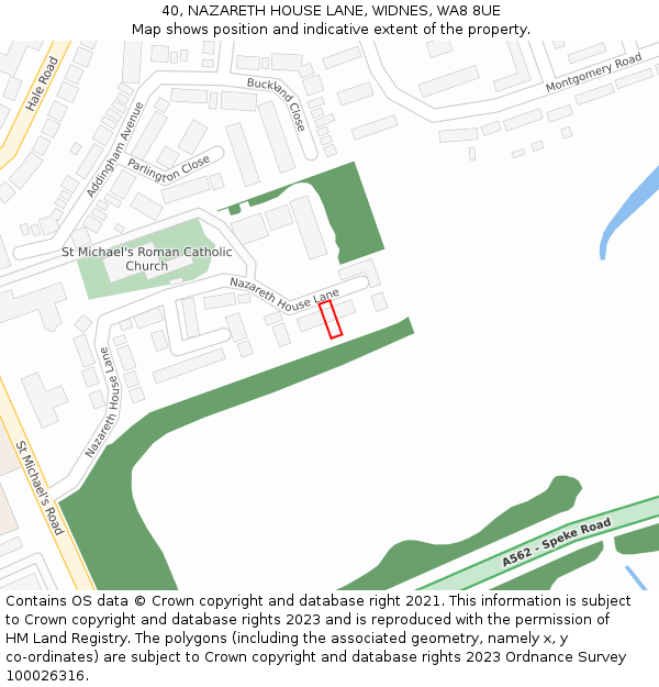 40, NAZARETH HOUSE LANE, WIDNES, WA8 8UE: Location map and indicative extent of plot