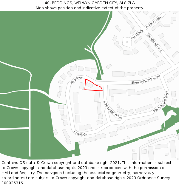 40, REDDINGS, WELWYN GARDEN CITY, AL8 7LA: Location map and indicative extent of plot