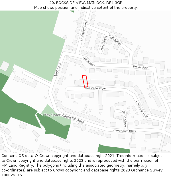 40, ROCKSIDE VIEW, MATLOCK, DE4 3GP: Location map and indicative extent of plot