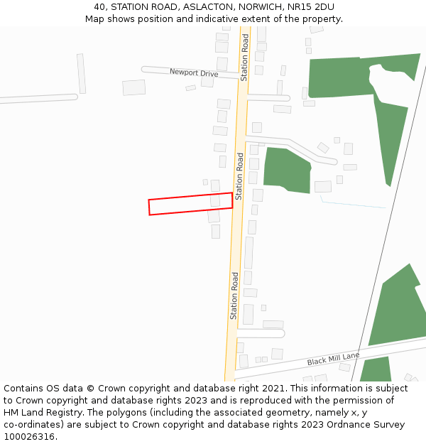 40, STATION ROAD, ASLACTON, NORWICH, NR15 2DU: Location map and indicative extent of plot