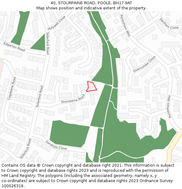 40, STOURPAINE ROAD, POOLE, BH17 9AT: Location map and indicative extent of plot