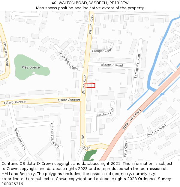 40, WALTON ROAD, WISBECH, PE13 3EW: Location map and indicative extent of plot