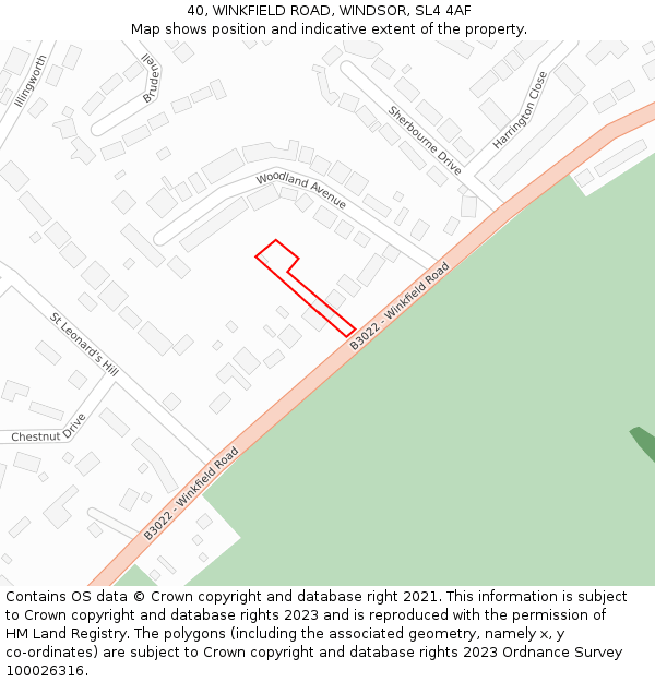 40, WINKFIELD ROAD, WINDSOR, SL4 4AF: Location map and indicative extent of plot
