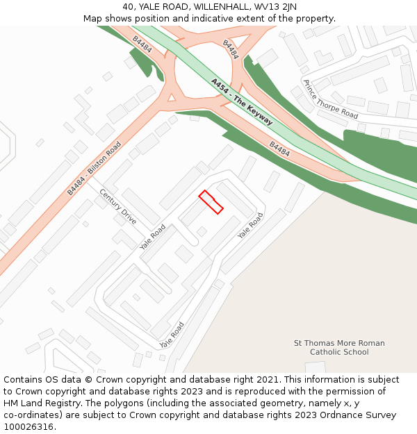 40, YALE ROAD, WILLENHALL, WV13 2JN: Location map and indicative extent of plot
