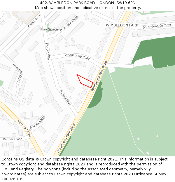 402, WIMBLEDON PARK ROAD, LONDON, SW19 6PN: Location map and indicative extent of plot