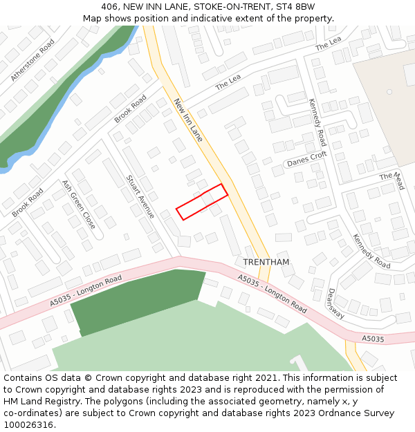 406, NEW INN LANE, STOKE-ON-TRENT, ST4 8BW: Location map and indicative extent of plot