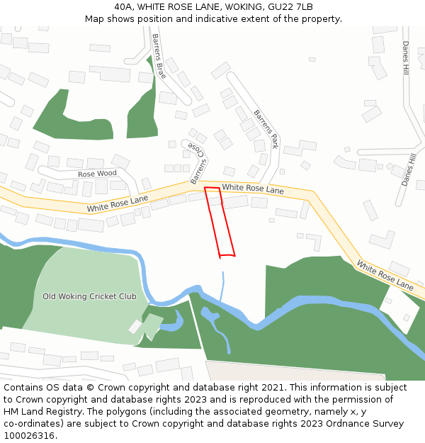 40A, WHITE ROSE LANE, WOKING, GU22 7LB: Location map and indicative extent of plot