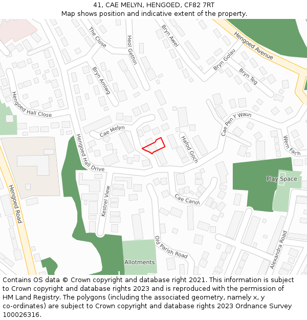 41, CAE MELYN, HENGOED, CF82 7RT: Location map and indicative extent of plot