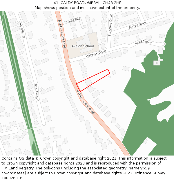 41, CALDY ROAD, WIRRAL, CH48 2HF: Location map and indicative extent of plot