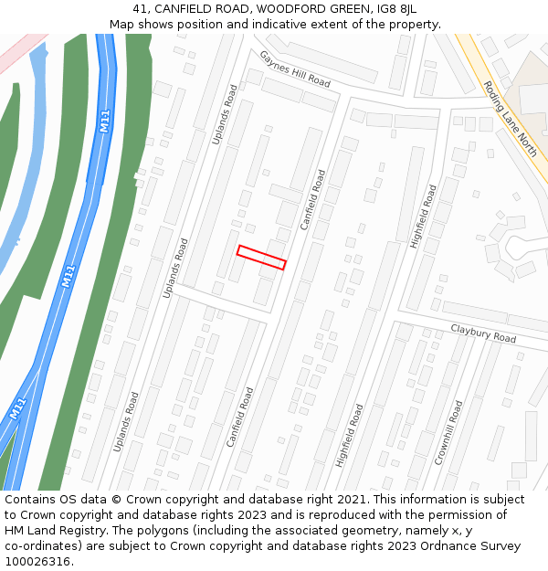 41, CANFIELD ROAD, WOODFORD GREEN, IG8 8JL: Location map and indicative extent of plot