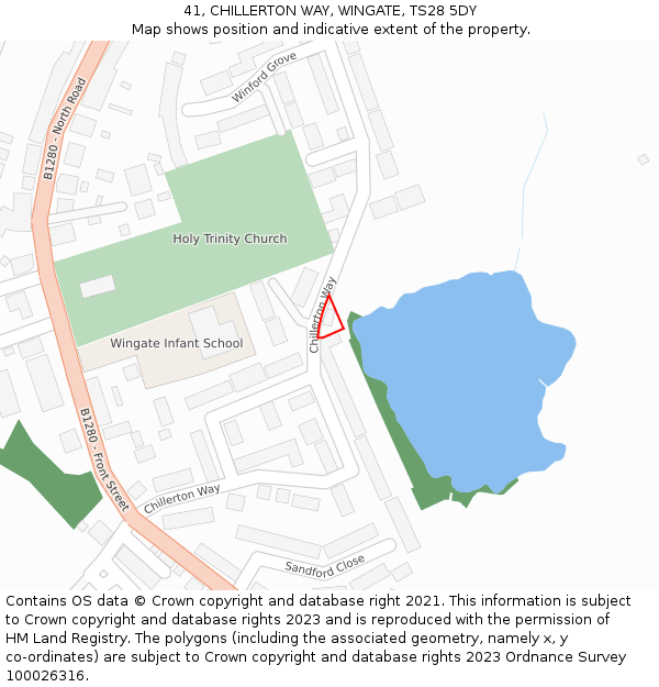 41, CHILLERTON WAY, WINGATE, TS28 5DY: Location map and indicative extent of plot