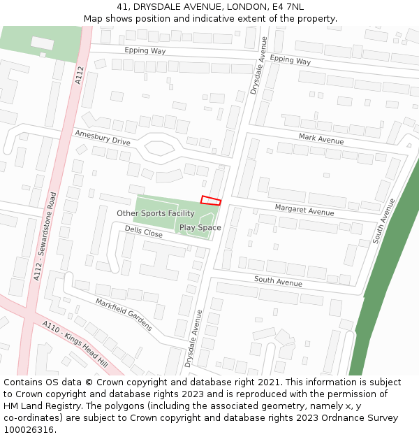 41, DRYSDALE AVENUE, LONDON, E4 7NL: Location map and indicative extent of plot