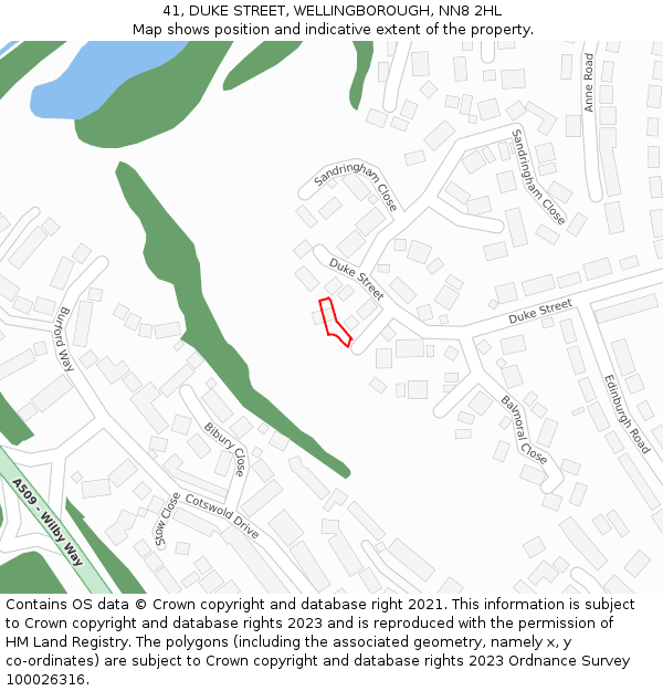 41, DUKE STREET, WELLINGBOROUGH, NN8 2HL: Location map and indicative extent of plot