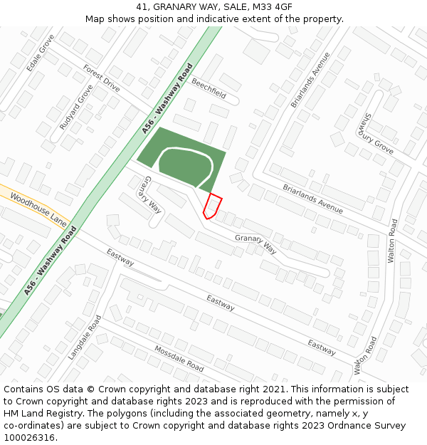 41, GRANARY WAY, SALE, M33 4GF: Location map and indicative extent of plot