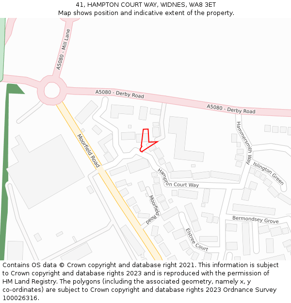 41, HAMPTON COURT WAY, WIDNES, WA8 3ET: Location map and indicative extent of plot