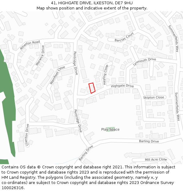 41, HIGHGATE DRIVE, ILKESTON, DE7 9HU: Location map and indicative extent of plot