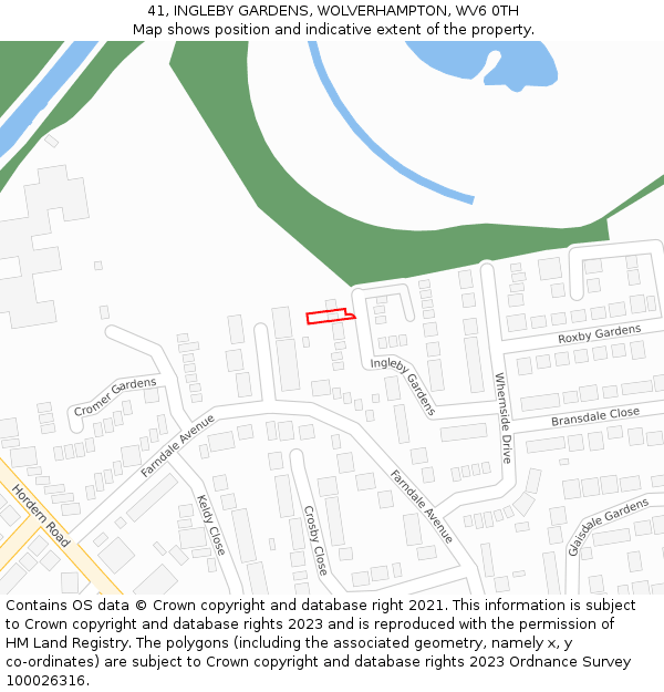 41, INGLEBY GARDENS, WOLVERHAMPTON, WV6 0TH: Location map and indicative extent of plot
