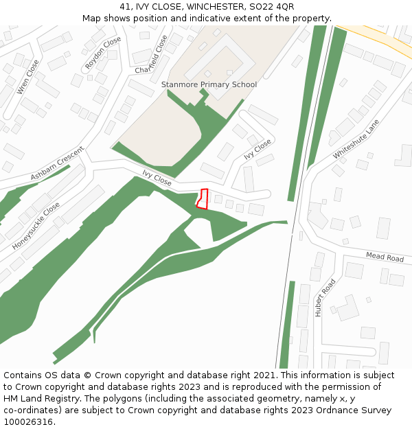 41, IVY CLOSE, WINCHESTER, SO22 4QR: Location map and indicative extent of plot