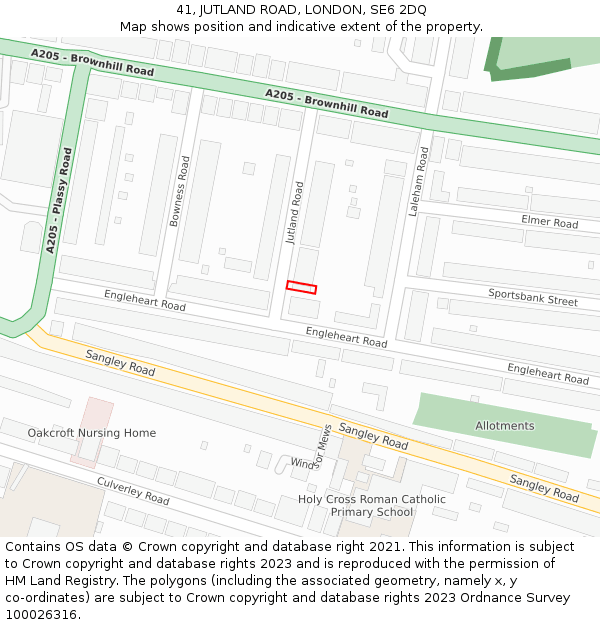 41, JUTLAND ROAD, LONDON, SE6 2DQ: Location map and indicative extent of plot