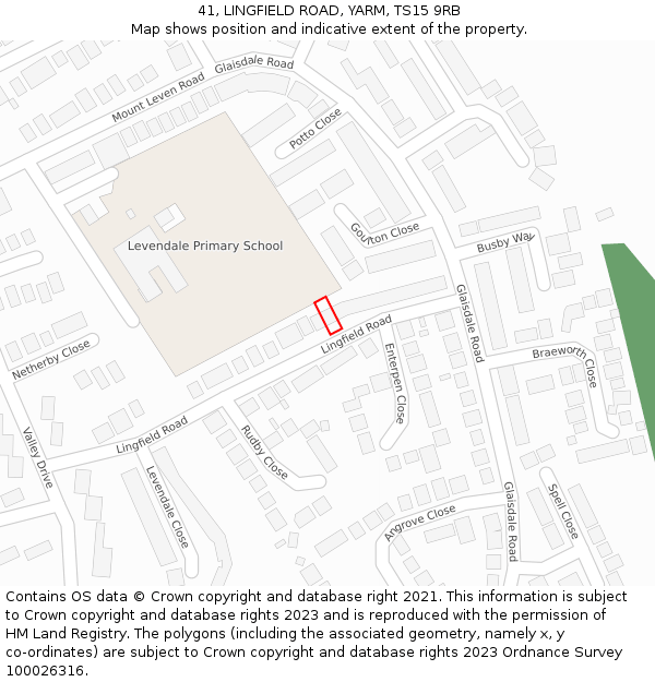 41, LINGFIELD ROAD, YARM, TS15 9RB: Location map and indicative extent of plot