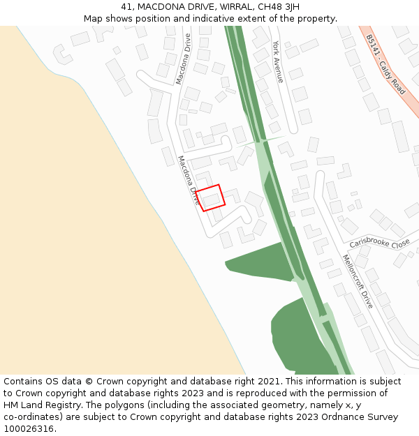 41, MACDONA DRIVE, WIRRAL, CH48 3JH: Location map and indicative extent of plot