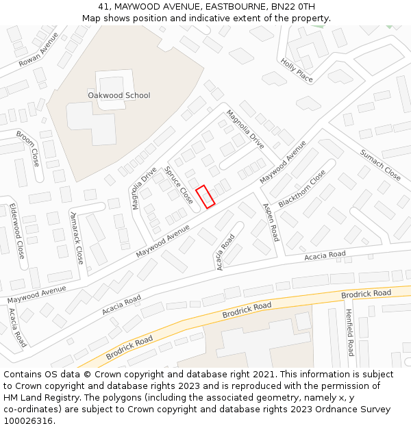 41, MAYWOOD AVENUE, EASTBOURNE, BN22 0TH: Location map and indicative extent of plot