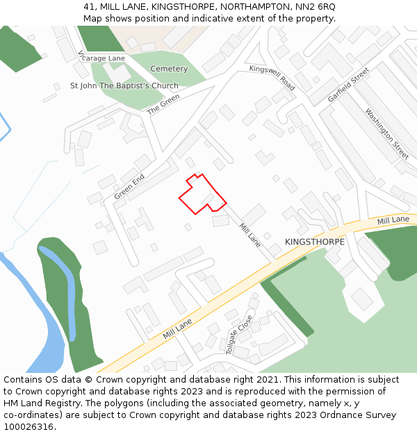 41, MILL LANE, KINGSTHORPE, NORTHAMPTON, NN2 6RQ: Location map and indicative extent of plot