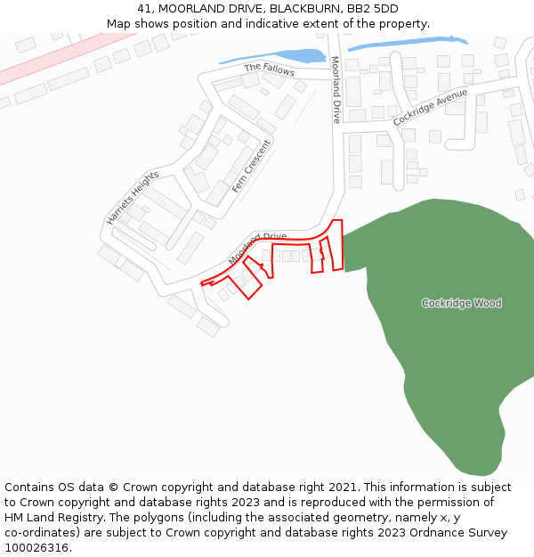 41, MOORLAND DRIVE, BLACKBURN, BB2 5DD: Location map and indicative extent of plot