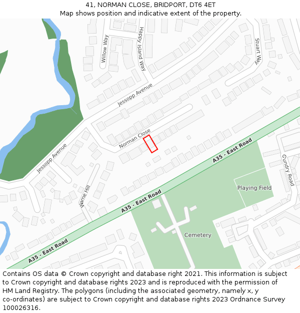41, NORMAN CLOSE, BRIDPORT, DT6 4ET: Location map and indicative extent of plot