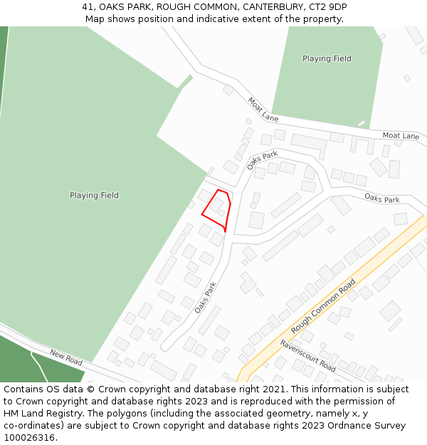 41, OAKS PARK, ROUGH COMMON, CANTERBURY, CT2 9DP: Location map and indicative extent of plot