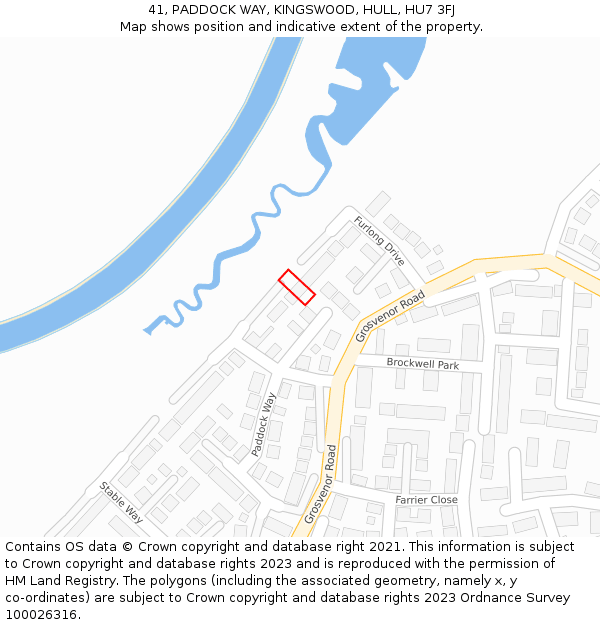 41, PADDOCK WAY, KINGSWOOD, HULL, HU7 3FJ: Location map and indicative extent of plot