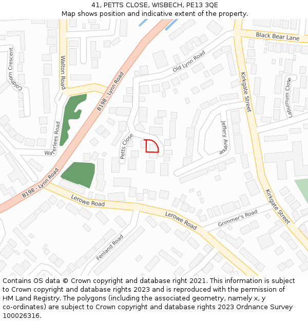 41, PETTS CLOSE, WISBECH, PE13 3QE: Location map and indicative extent of plot