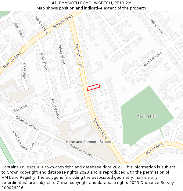 41, RAMNOTH ROAD, WISBECH, PE13 2JA: Location map and indicative extent of plot