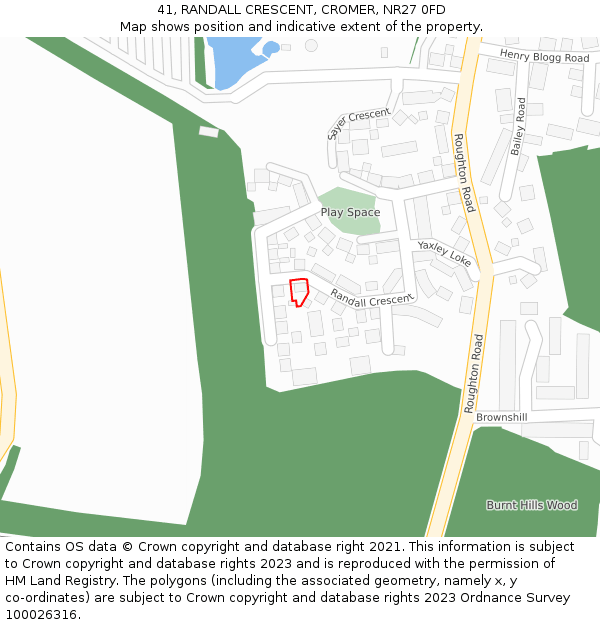 41, RANDALL CRESCENT, CROMER, NR27 0FD: Location map and indicative extent of plot