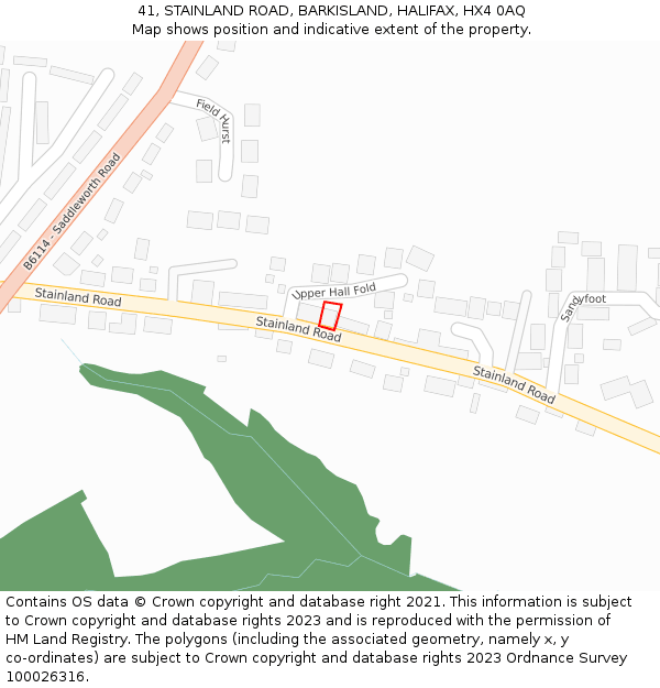 41, STAINLAND ROAD, BARKISLAND, HALIFAX, HX4 0AQ: Location map and indicative extent of plot